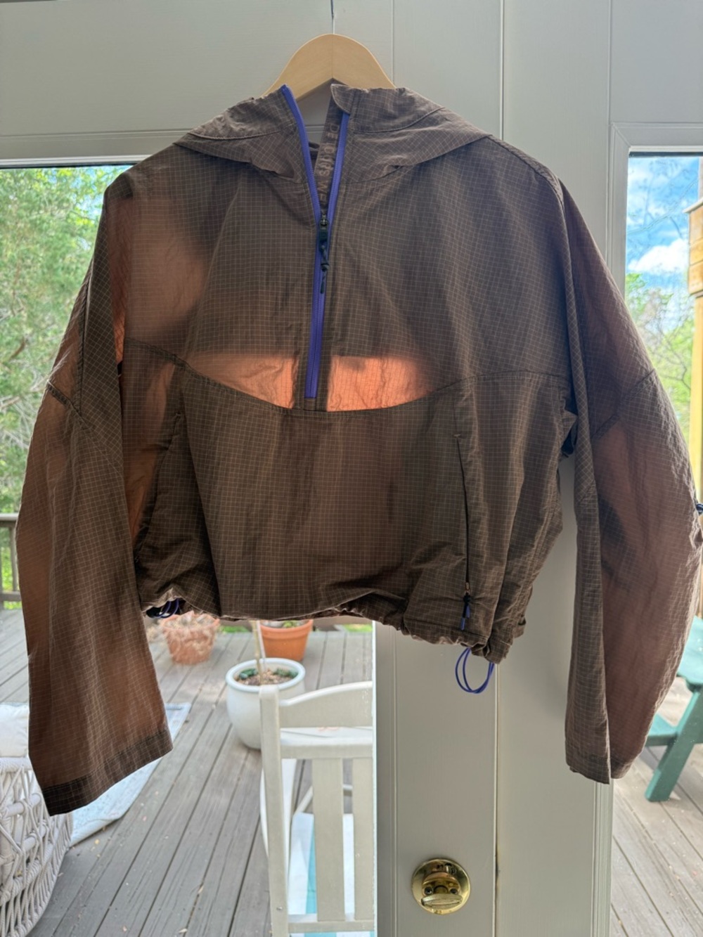Lululemon athletica Tan Grid Hooded Pullover